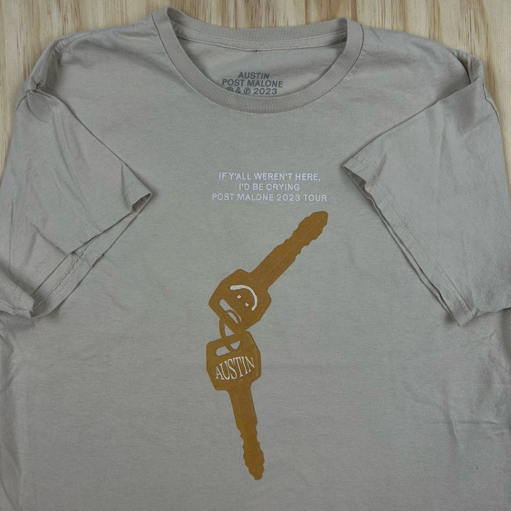 Post Malone Tour  T-shirt Large 2023 If Y'all Weren't Here I'd Be Crying Keys